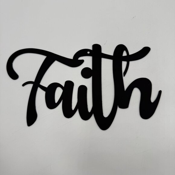 Faith Hope Love 3 Piece Metal Wall Hanging Decor Inspirational Black Letter Sign - Picture 2 of 7